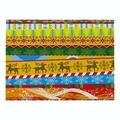 Nordic Christmas red linen placemat featuring reindeer, pine trees, and snowflake patterns - Cd037-34 / 32*21cm (Waterproof Polyester Linen)