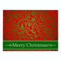 Christmas cotton linen table mat in red and green with Merry Christmas holiday print - Cd037-36 / 32*21cm (Waterproof Polyester Linen)
