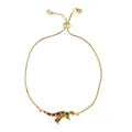 Adjustable gold box chain bracelet with a colorful gemstone-encrusted dinosaur charm - Dinosaur Style (brb61-C)