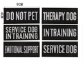 Set of 6 Service Dog patches with white embroidery on black, size 9x4cm each - 6 Pieces Set (Black Border)