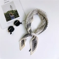 Pleated silk scarf featuring black and white geometric pattern and knot design - 19 Pleated X-Willow Edge Beige Black