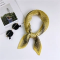 Pleated bright yellow square scarf with black geometric patterns and sun glasses - 20 Pleated X-Willow Edge Yellow