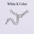 Vista detallada de la cadena de extensión White K con cierre de langosta y terminales - 3mm (10 Juegos/Paquete/10g) / Blanco K/Plata