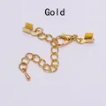Cierre de langosta dorado y cadena de extensión para detalles de joyería hecha a mano - 3mm (10 Juegos/Paquete/10g) / Dorado