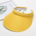 Bright yellow breathable woven visor sun hat for women with wide brim and open top design - Adult / Yellow