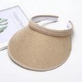 Chic khaki woven sun visor for women with wide brim and comfortable white sweatband - Adult / Khaki