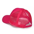 Detail of rose red ponytail baseball cap showing breathable mesh and adjustable velcro strap - No Label Ponytail Cap / Rose Red