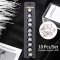 Set di 10 mini fermagli per capelli a fiore con perle bianche e strass chiari - 11# Perline Bianche Strass