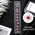 Lot de 10 mini-pinces à fleurs avec perles rouges et strass blancs sur satin noir - 7# Perles Rouges Strass