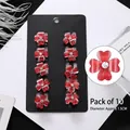 Lot de 10 barrettes à fleurs rouges en forme de cœur avec strass et pétales de 1,5 cm - 22# Style Trèfle Rouge