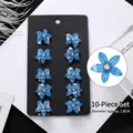 Lot de 10 mini barrettes fleurs bleues avec strass pour enfants, diamètre 1,8 cm - 30# Style Petite Fleur Bleue