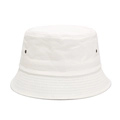 Detail view of white cotton bucket hat featuring metal eyelets and stitched brim - M (56-58cm) / White