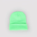 Dettaglio del berretto in maglia verde fluo con risvolto largo per il calore invernale - M (56-58cm) / Verde Fluorescente