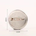 Vista dettagliata della base per spilla rotonda da 3,5 cm in nichel con spilla di sicurezza - Diametro 3.0cm