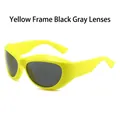 Lunettes de soleil de sport Y2K steampunk avec monture jaune et verres gris foncé - Monture Jaune Verres Gris