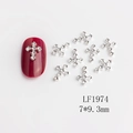 Ciondolo per unghie a croce in lega d'argento con strass bianchi 7x9,3mm - Stile Croce di Zirconia Bianca Argentata (1974)