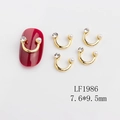 U-förmige goldene Nagelanhänger mit Perle und Strassstein, 7,6x9,5mm Set für Nägel - Goldener U-Form Perlen Strass Stil (1986)