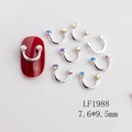 Silberner U-förmiger Smile-Nagelschmuck mit bunten Strasssteinen 7,6x9,5mm Größe - Silberner U-Form Aurora Zirkonia Stil (1988)