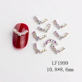 V-förmiger Smiley-Nagelkunst-Schmuck aus Legierung mit bunten AB-Strasssteinen - Silberner V-Form Aurora Zirkonia Stil (1999)