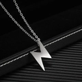 Retro titanium stalen bliksem hanger ketting met geborsteld zilveren finish voor uniseks - Kettinglengte 60+5cm / Zilver