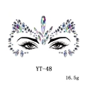 Detailed view of YT-48 iridescent acrylic face gem stickers for festival makeup - YT-48 / Iridescent Teardrop Style