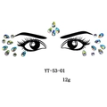 Iridescent acrylic face gems YT-53-01 for masquerade makeup and eye decoration - YT-53 (AB Eye Gems)