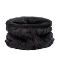Black cable knit infinity scarf with thick faux fur lining for winter warmth - Scarf-Adult / Black