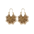 Bohemian retro bronze earrings with intricate mandala flower hollow carving - Antique Gold (9107)
