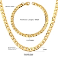 Detail of 6mm gold plated stainless steel Cuban link necklace and bracelet set - Gold / 60CM