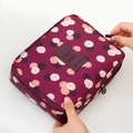 Floral purple large travel makeup bag with durable zipper and waterproof fabric - Wine Red Floral