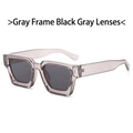 Gafas de sol de moda con montura gruesa gris transparente y lentes de color gris oscuro - Montura Gris Transparente Lentes Grises