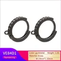 Detalle de los pendientes de latón gunmetal con circonitas micro-pavé y aro para DIY - Anillo Plano / Color gunmetal