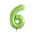 Detail of a 40-inch green foil number 6 balloon with metallic finish for birthday parties - Number 6 / Green