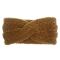 Mustard yellow chunky knit twisted headband for women in warm winter acrylic wool - Caramel color