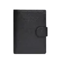 Portefeuille vertical en cuir véritable noir à grain de lychee avec sangle de fermeture latérale - 2063 Noir