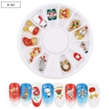 Set de nail art navideño con renos y muñecos de nieve en caja giratoria de 12 rejillas - Juego de Adornos de Rueda de Aleación de Navidad 123# (sp0297)