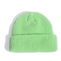 Light green knitted beanie hat with rolled edge and cozy ribbed texture for winter - Light Green