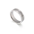 Anillo de pareja en acero de titanio con pavé de circonitas y acabado plata elegante - US 7 / Estilo Mujer Color Acero (KR82211-K)