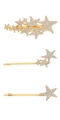Three-piece gold star hair clip set with sparkling rhinestones for party hairstyles - 3 Pieces Set Gold