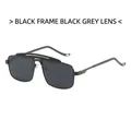 Double bridge aviator sunglasses with black metal frame and dark gray lenses - Black Frame Black Grey Lens