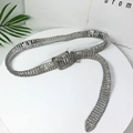 Lussuosa cintura a catena in cristallo strass a dieci file in argento per moda donna - Design a Cinque File / Argento