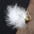 Elegante spilla a cigno dorata con piume di struzzo bianche e perle da donna - Spilla Cigno Bianco (4188527721707) / Bianco
