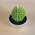 Mini succulent cactus candle in green wax with realistic yellow tips and silver base - Green and Yellow Cactus Style (19)