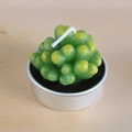Green succulent candle with yellow accents in silver aluminum base for home decor - Dotted Yellow Texture Succulent (27)
