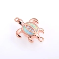 Detail of rose gold sea turtle charm with opal shell and cubic zirconia accents - Rose Gold Plated White Opal Turtle (Connector)