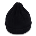 Detalle del gorro de punto acanalado negro con dobladillo grueso y textura elástica - Negro