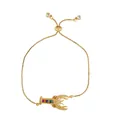 Adjustable golden lobster bracelet with colorful zircon stones and slider closure - Lobster Style (brb61-B)
