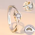 S925 sterling silver adjustable ring featuring a round zircon and hollow heart detail - Adjustable / Style 9 Heart Hollow Ring (0.3 Carat)