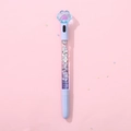 Stylo chat bleu à paillettes liquides avec sequins violets et interrupteur lumineux - Patte de Chat Bleue Lumineuse / Recharge noire 0,5 mm