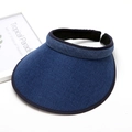 Navy blue open top sun hat with wide brim and breathable knit texture for beach travel - Navy Blue